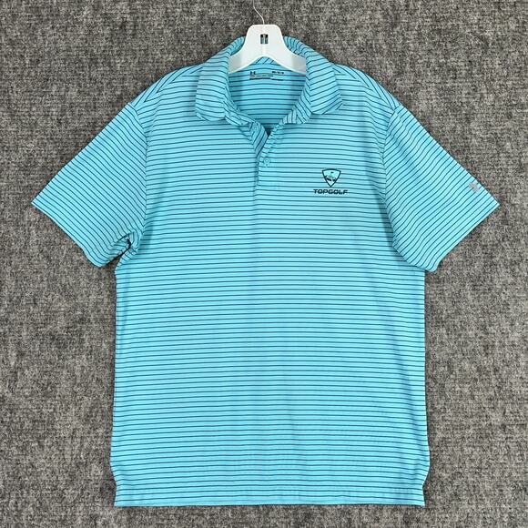 Top Golf Polo Shirt Mens M‎ Under Armour Green Heatgear Loose Golfing Clubhouse - Picture 1 of 8